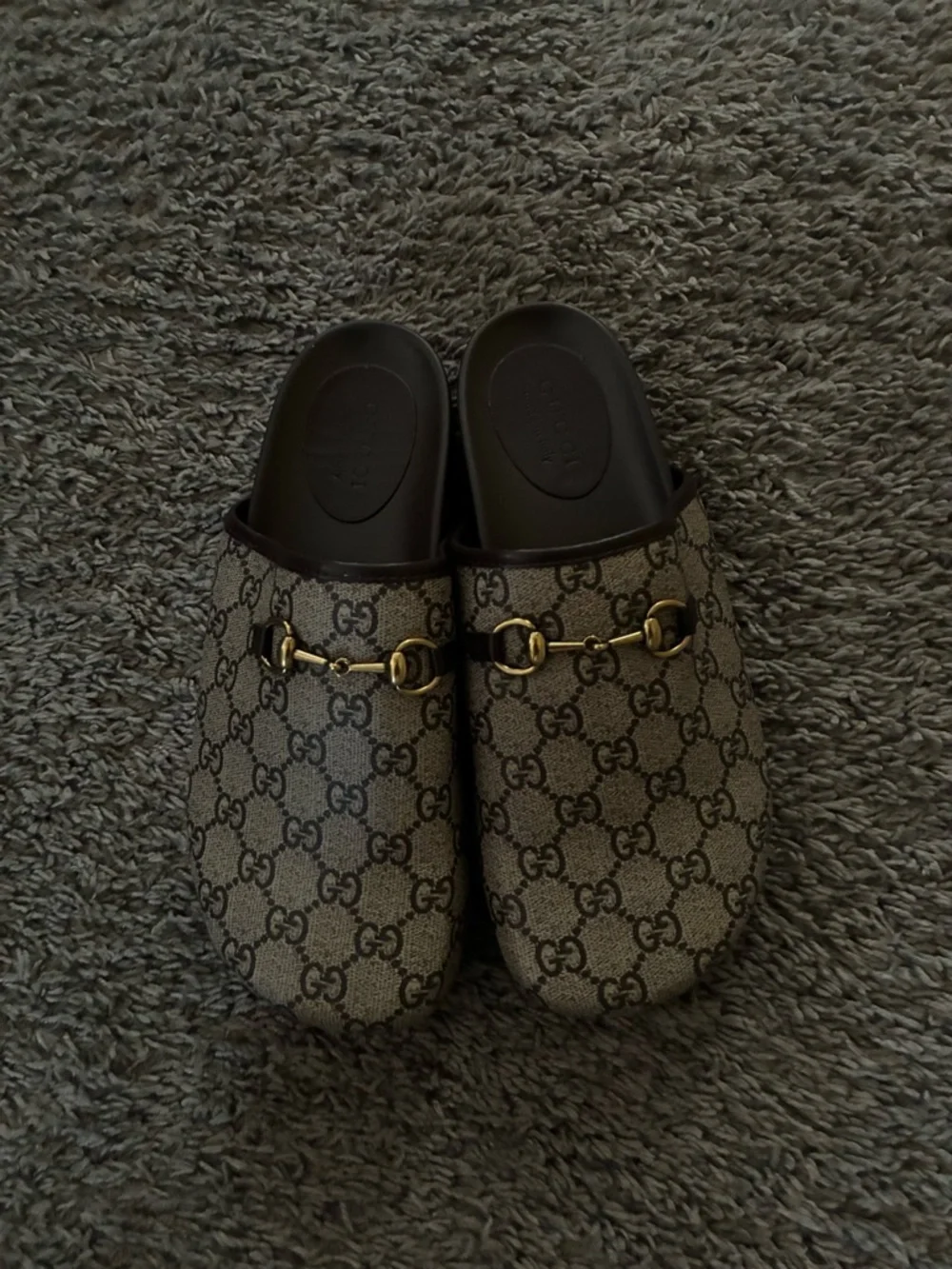 Gucci Beige/Brown GG Canvas Horsebit Slides - Picture 4 of 4